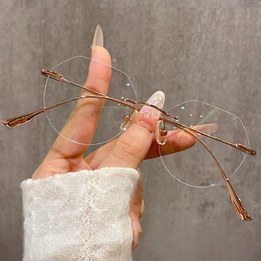 Spykay™ EG26893 Geometric Titanium Frame Anti-blue Light Hipster Rimless Glasses