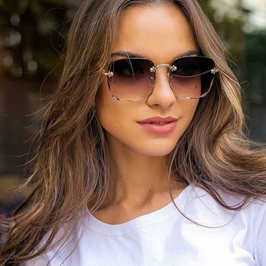 Spykay™ SG61010 Square Frame Oversized Trendy Rimless Sunglasses
