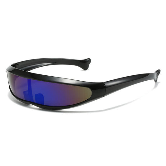 Spykay™ SG61011 One-piece Color Mirror Lens Monolens Cyclops Robotic Futuristic Narrow Y2K Punk Sunglasses
