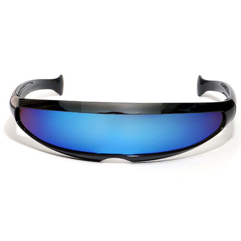 Spykay™ SG61011 One-piece Color Mirror Lens Monolens Cyclops Robotic Futuristic Narrow Y2K Punk Sunglasses