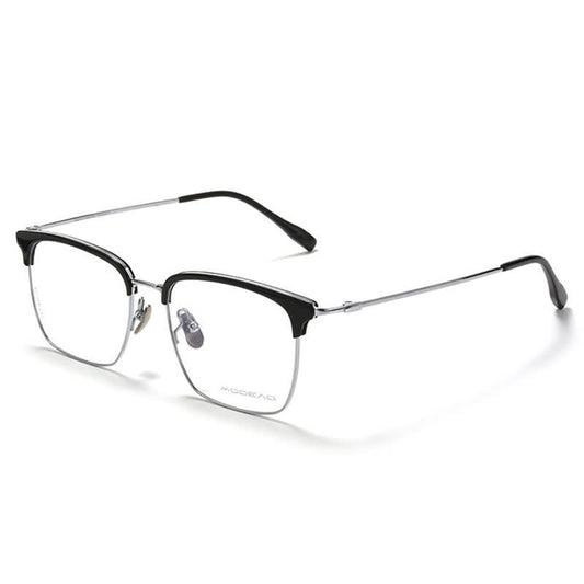 Spykay™ EG26898 Semi-Rimless Anti-blue Light Square Titanium Frame Browline Glasses
