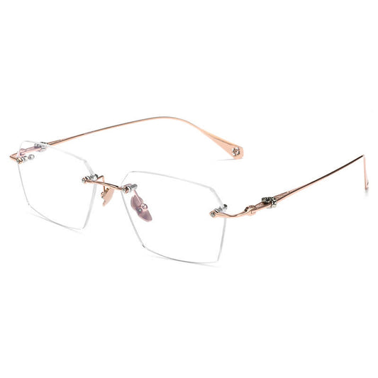 Spykay™ EG26901 Titanium Geometric Frame Anti-blue Light Hipster Rimless Glasses