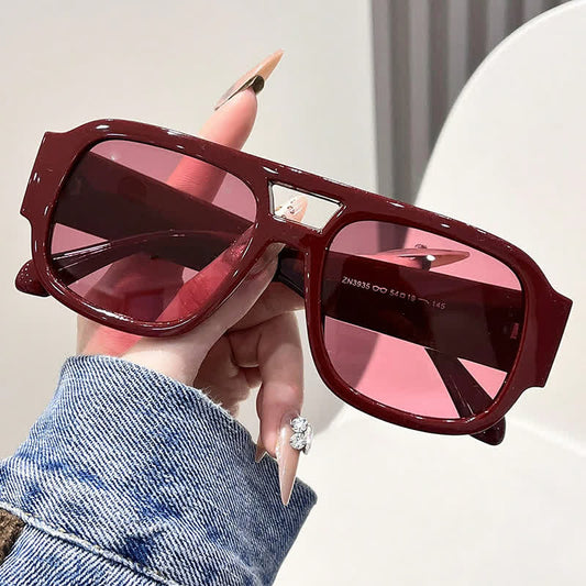 Spykay™ SG61016 Square Frame Double Bridges Classic Thick Sunglasses