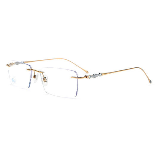Spykay™ EG26918 Unsiex Retro Rectangle Titanium Frame Anti-blue Light Rimless Glasses