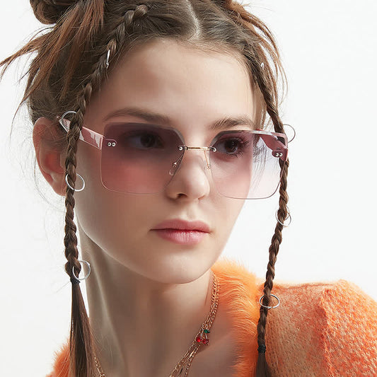 Spykay™ SG61018 Oversized Square Frame Hipster Rimless Sunglasses