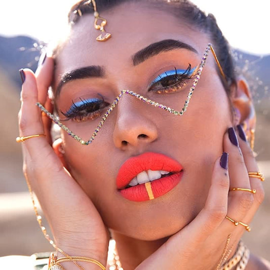 Spykay™ EG26881 Trendy Lensless Rhinestone Decor Semi-Rimless Glasses