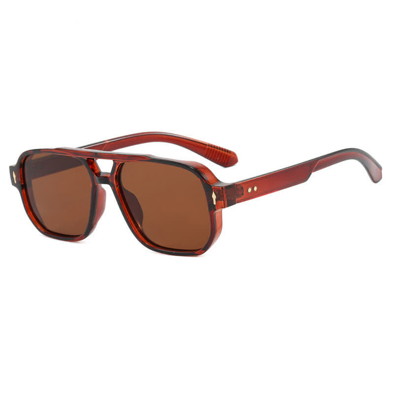 Spykay™ SG60754 Geometric Frame Double Bridges Vintage Sunglasses