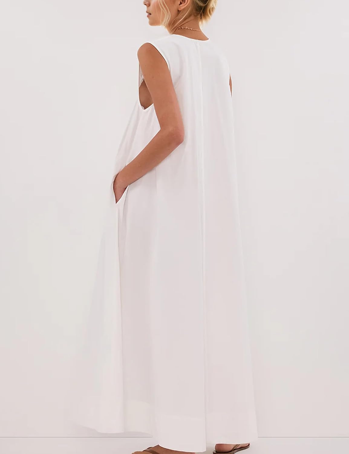 Sleeveless V - Neck Maxi Dress
