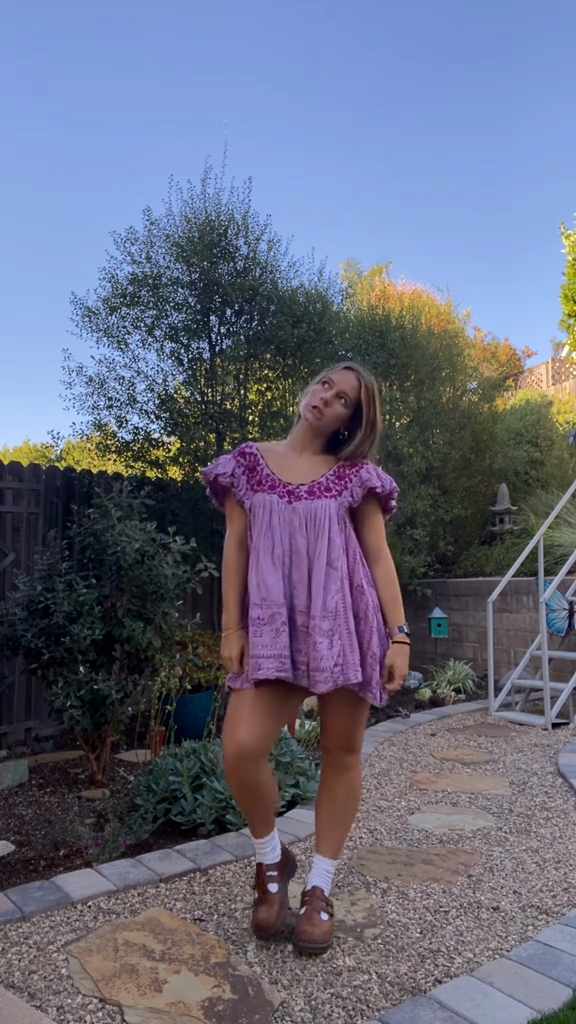 Purple Embroidered Babydoll Dress