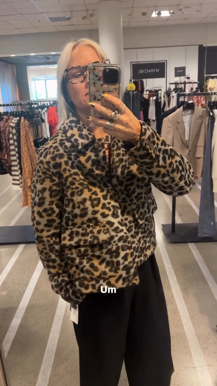 Leopard - Print Denim Jacket