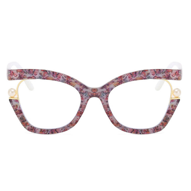 Spykay™ EG26758 Anti-blue Light Pearl Decor Irregular Oversized Eyeglasses