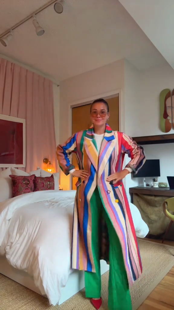 Multicolored Striped Trench Coat