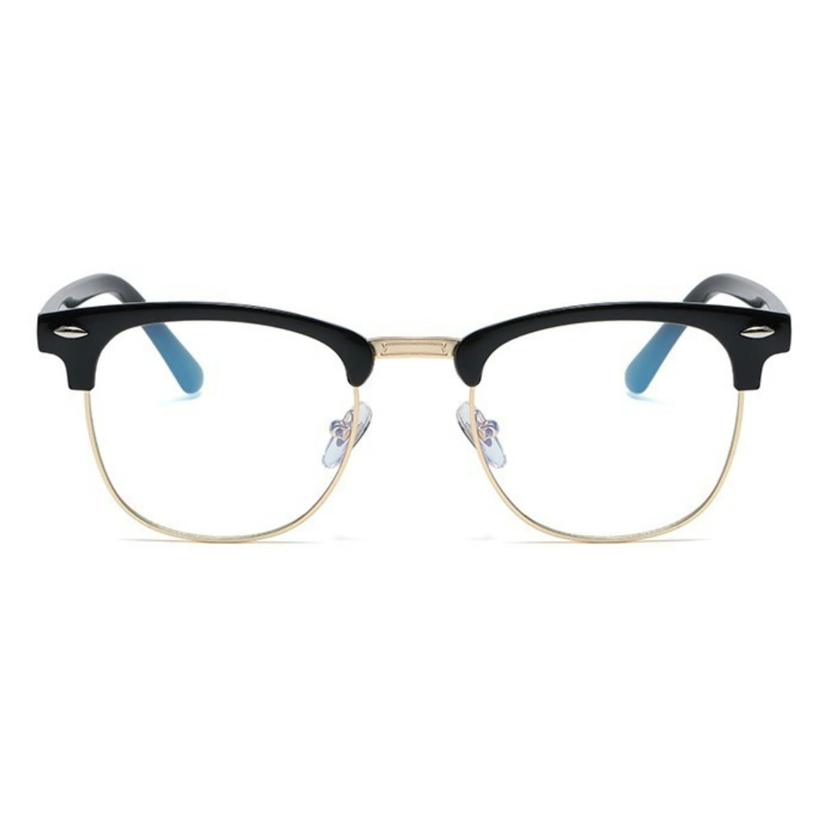 Spykay™ EG1015 Unisex PC Square Half-Frame Clear Lens Glasses, Suitable For Daily Office & Reading Blue Light Glasses