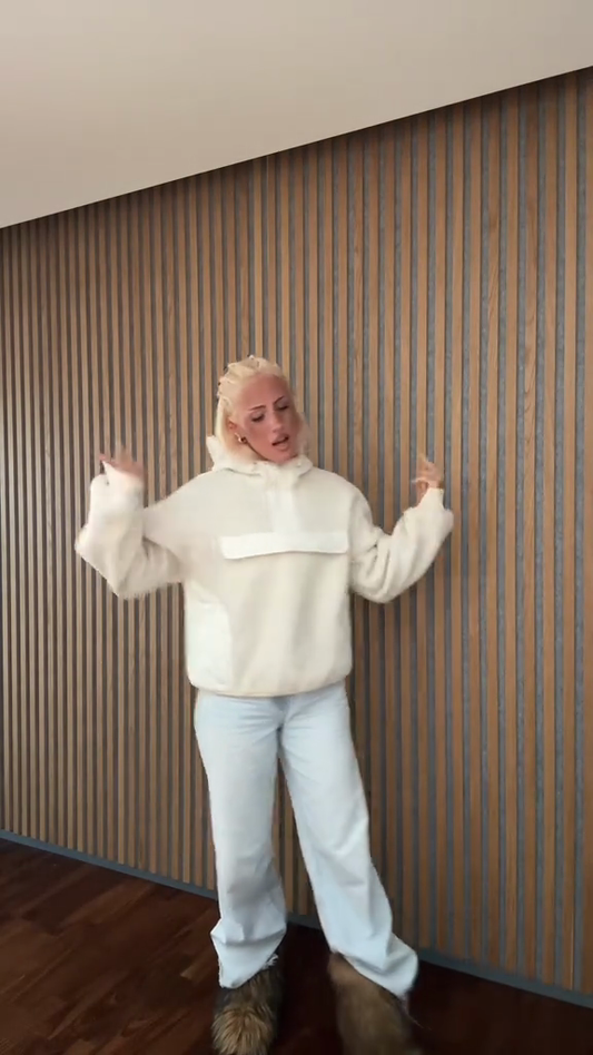 Off - White Hooded Quarter - Zip Sweatshirt