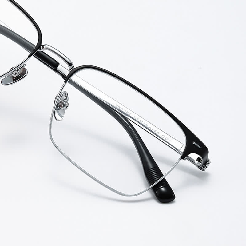Spykay™ EG26794 Titanium Square Frame Anti-blue Light Simple Browline Glasses