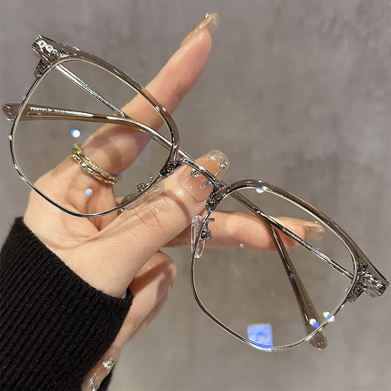 Spykay™ EG26739 Lightweight Square Titanium Frame Anti-blue Light Browline Glasses