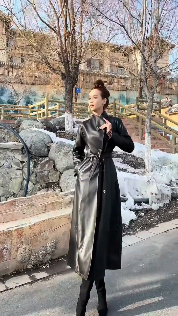 Black Leather Trench Coat