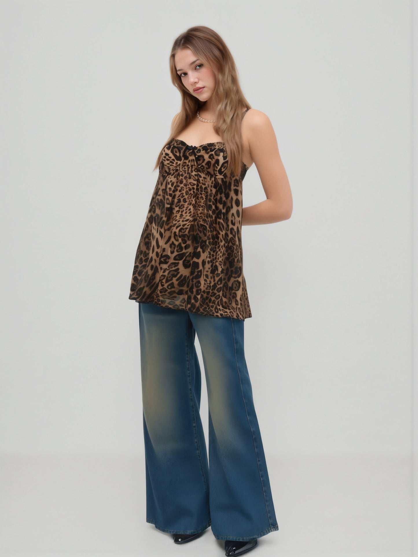 Leopard - Print Chiffon Cami Dress