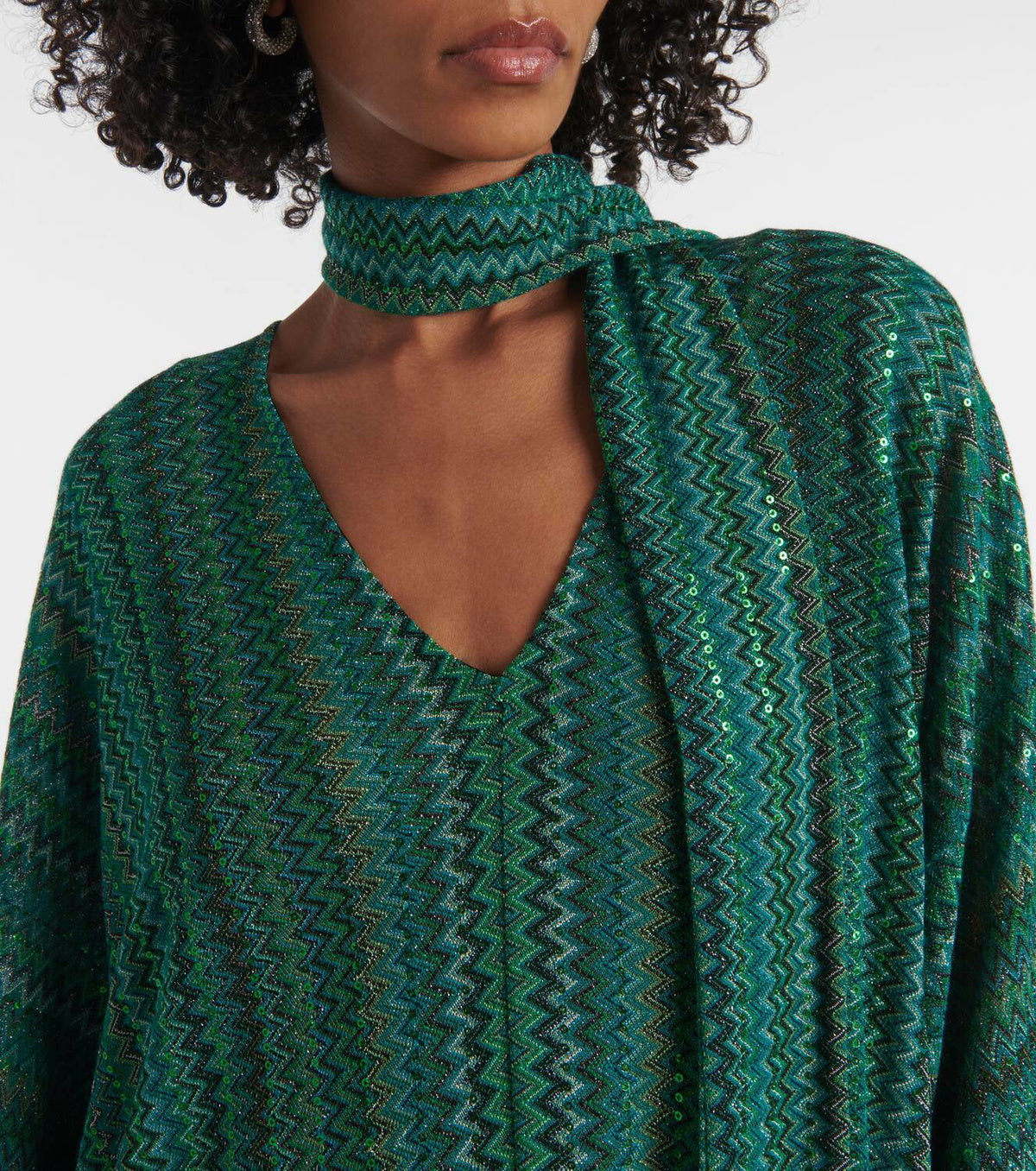 Green Sequin - Embellished Maxi Kaftan Dress