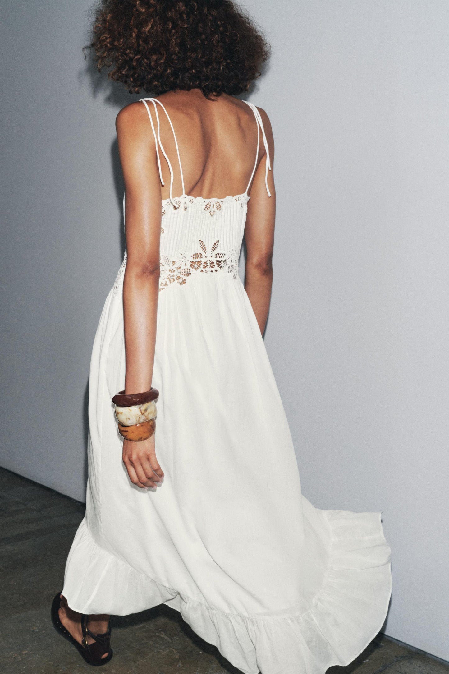 White Crochet - Detail Midi Dress