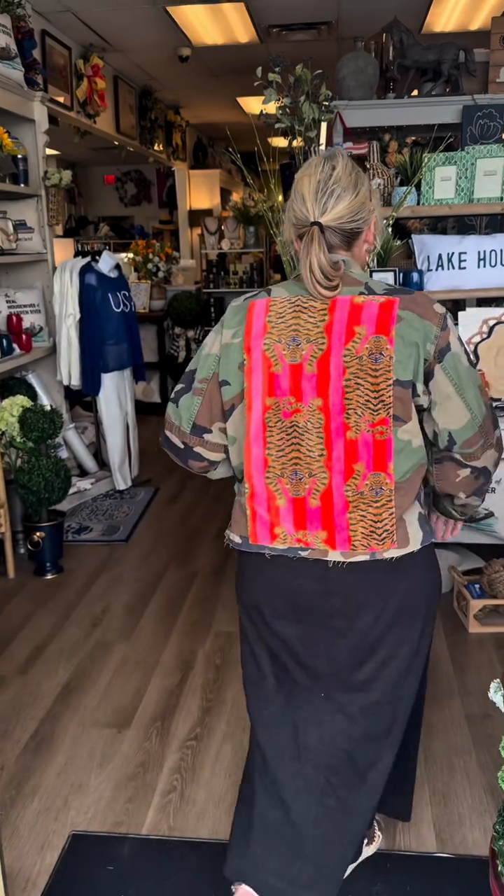 Camouflage - Print Embellished Jacket