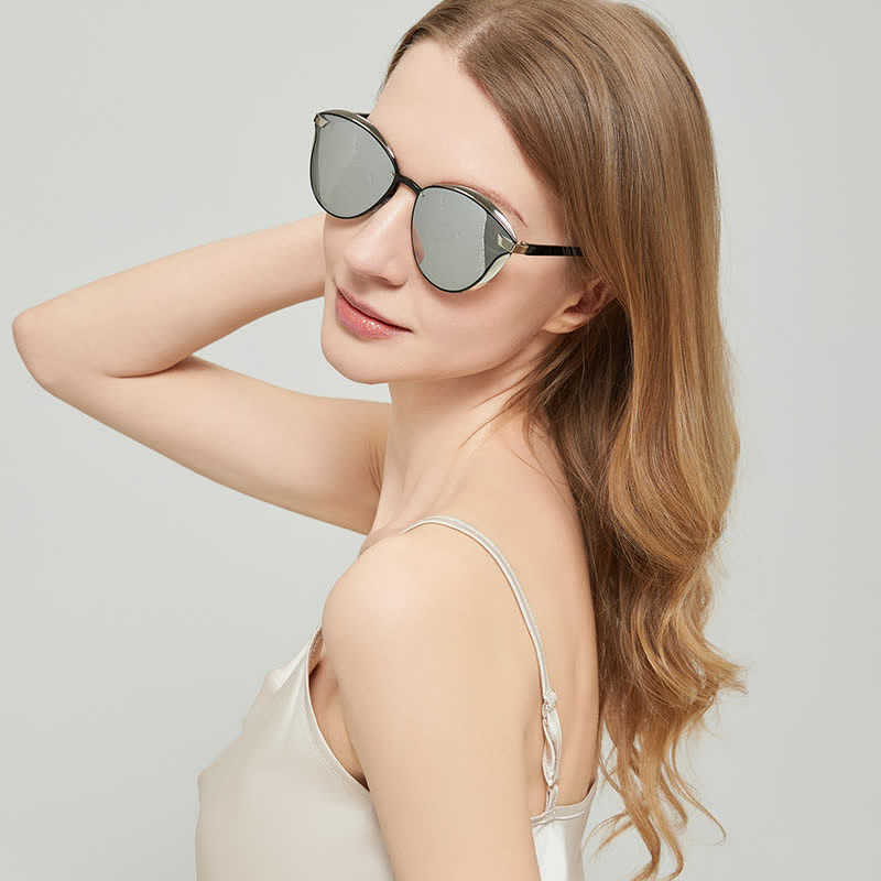 Spykay™ SG60950 Polarized Vintage Round Frame Mirror Lenses Trendy Sunglasses