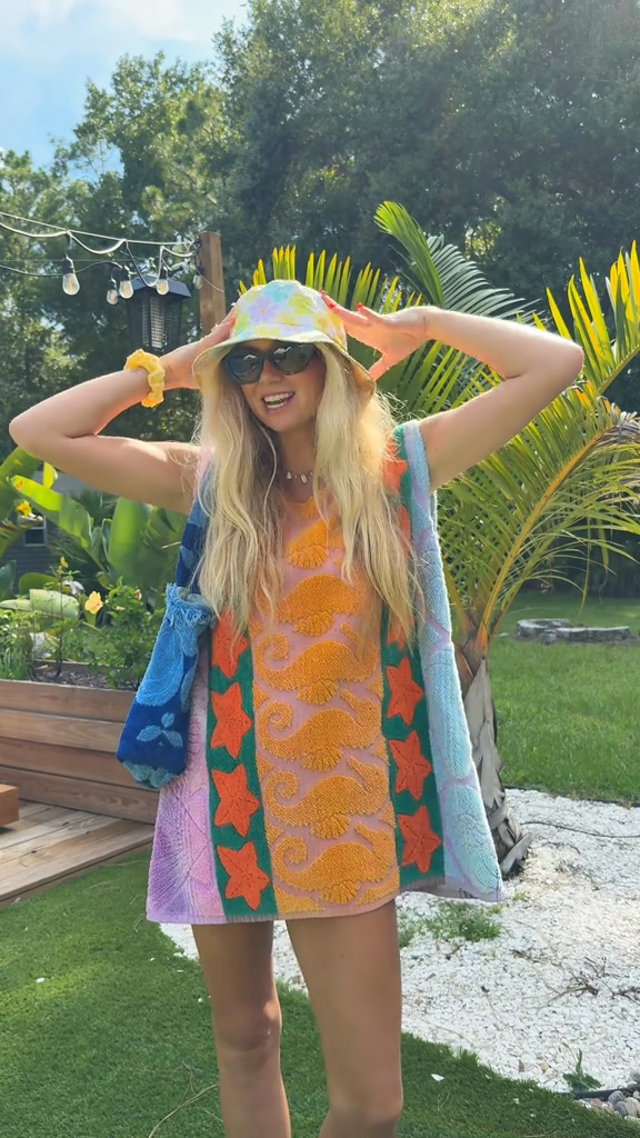 Colorful Embroidered Terry Cloth Dress