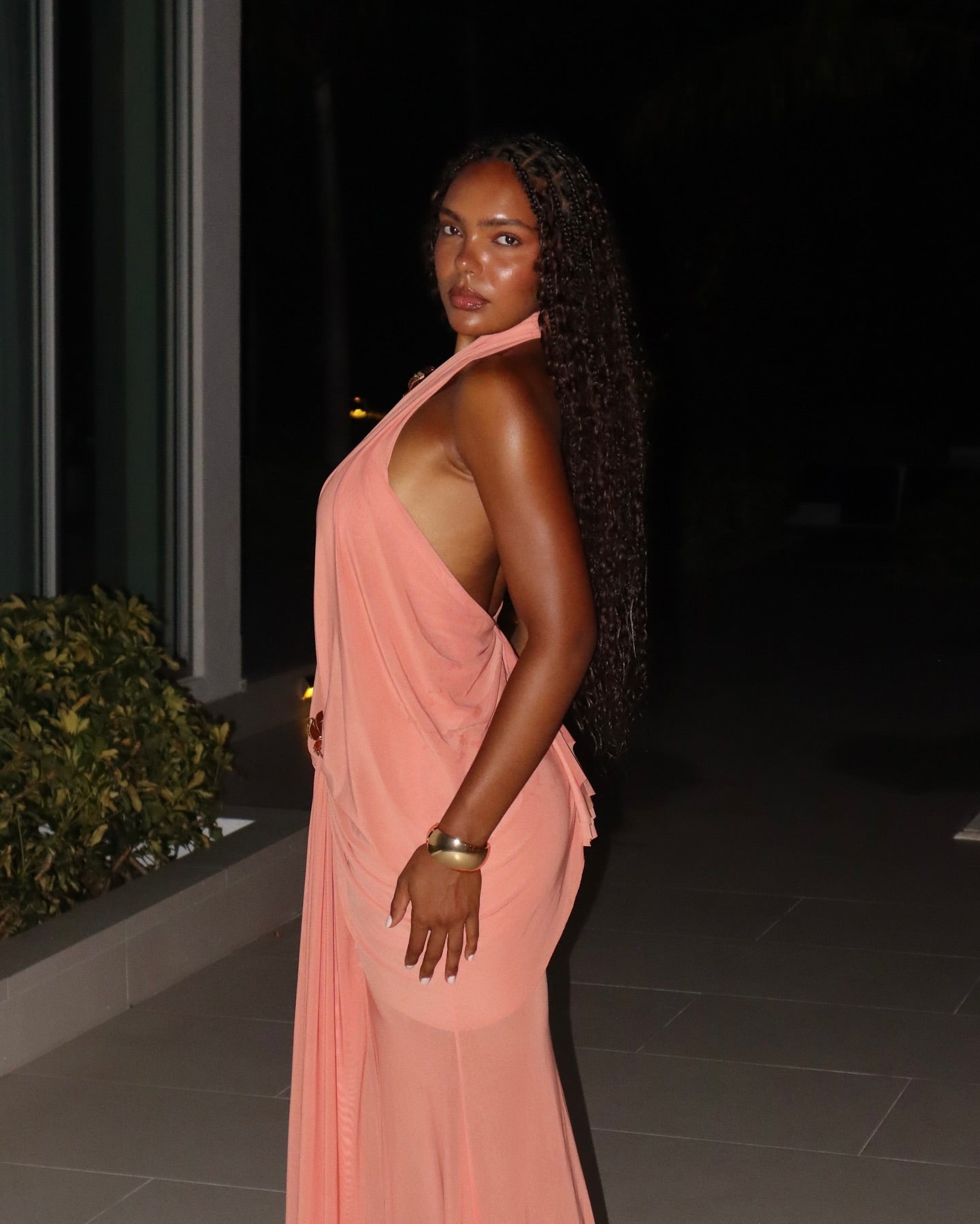 Peach Halter Maxi Dress