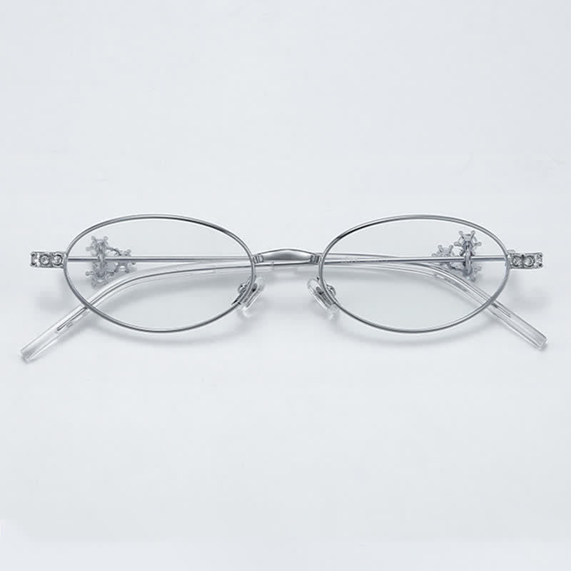 Spykay™ EG26693 Retro Oval Frame Rhinestone Temples Anti-blue Light Glasses