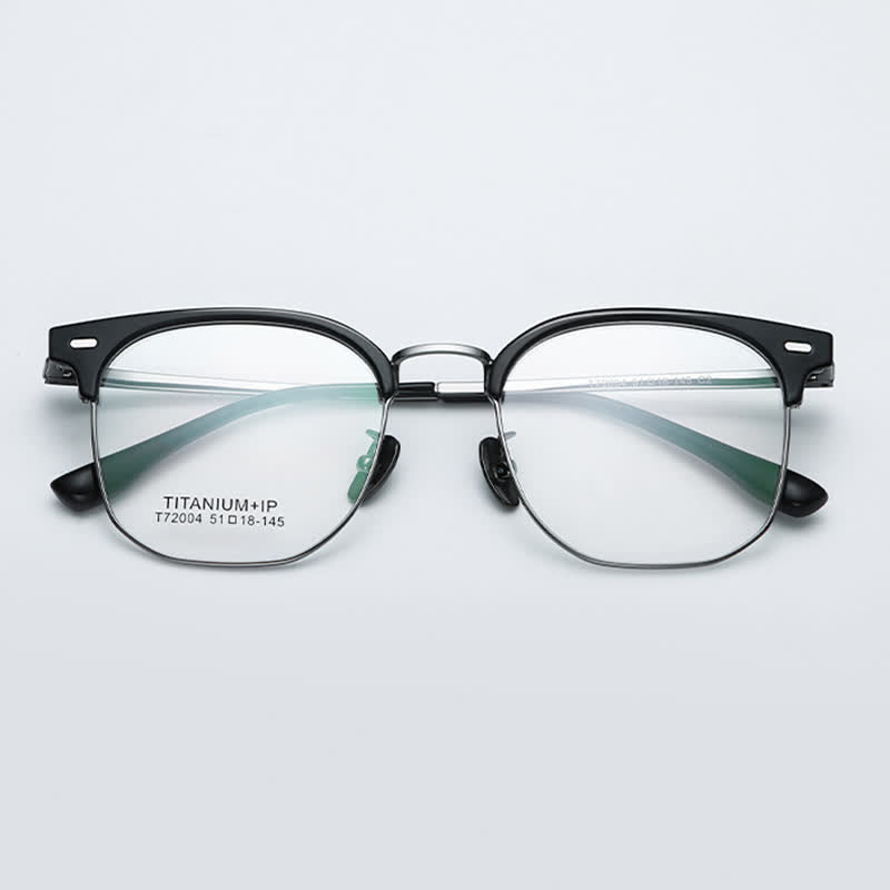 Spykay™ EG26737 Fashion Square Titanium Frame Anti-blue Light Browline Glasses