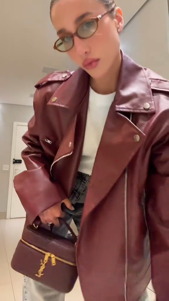 Burgundy Leather Biker Jacket
