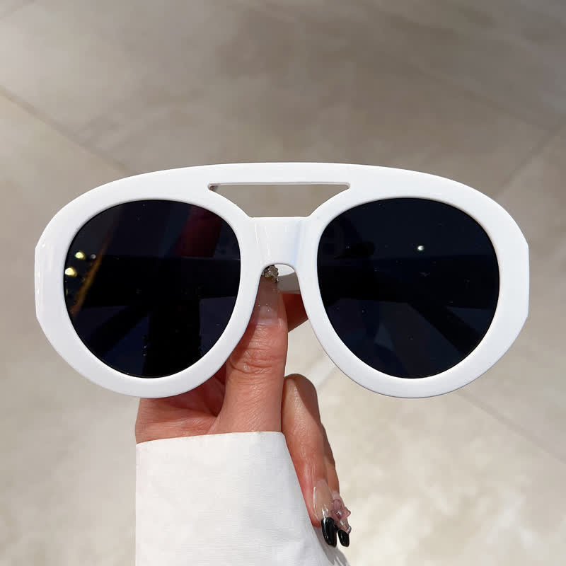 Spykay™ SG60741 Round Frame Double Bridges Oversized Aviator Sunglasses