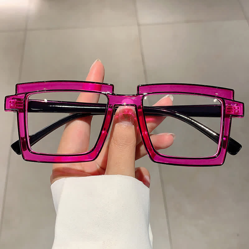 Spykay™ EG26813 Fluorescent Colorblock Square Frame Anti-blue Light Glasses
