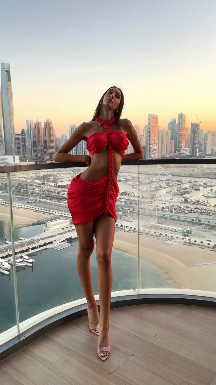 Red Halter - Style Cutout Mini Dress