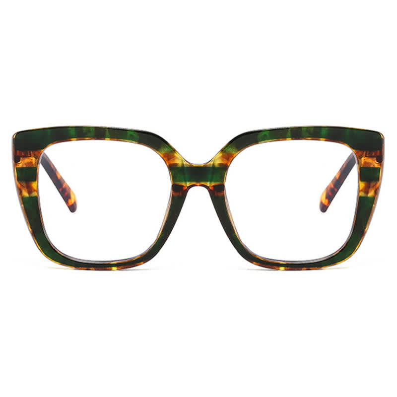 Spykay™ EG26771 Leopard Pattern Square Frame Oversized Glasses