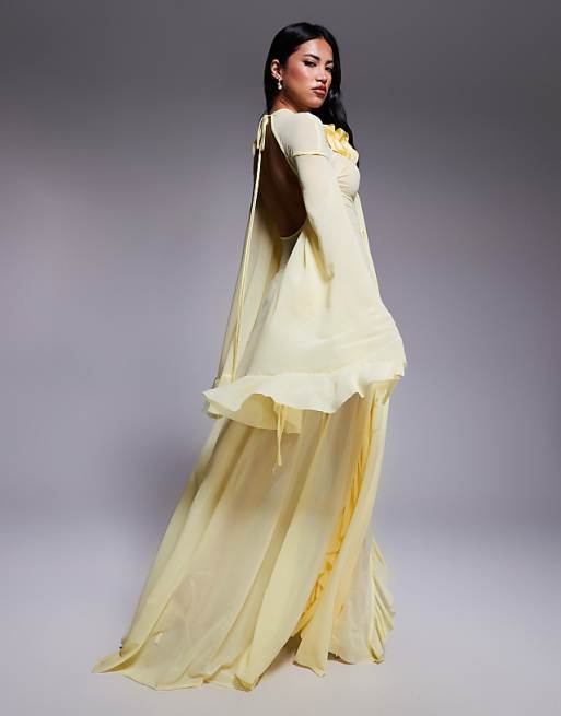 Sheer Ruffled Maxi Dress