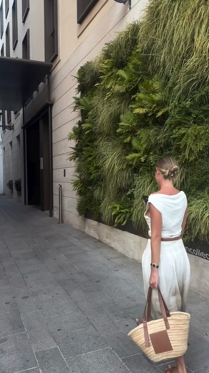 White Ombre Midi Dress with Brown Belt