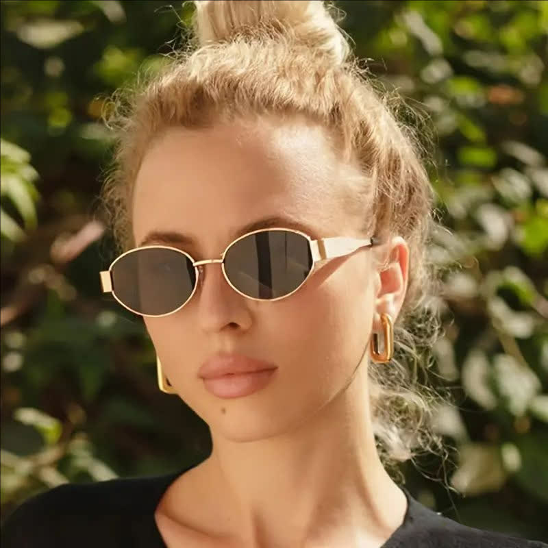 Spykay™ SG60707 Oval Frames Metal Temples Retro-Vinatge Sunglasses