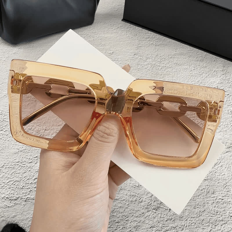 Spykay™ SG60931 Square Oversized Frame Chain Temples Hipster Sunglasses