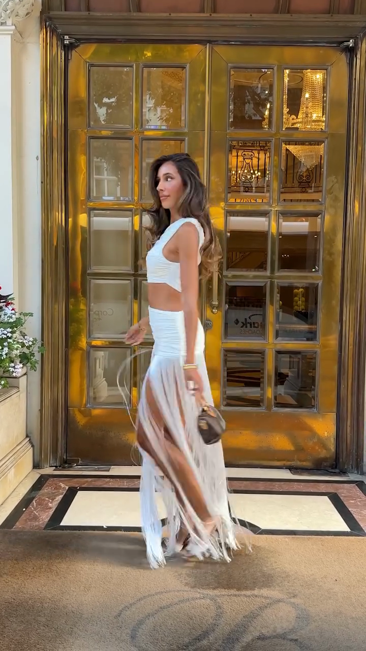 White One - Shoulder Tassel Dress