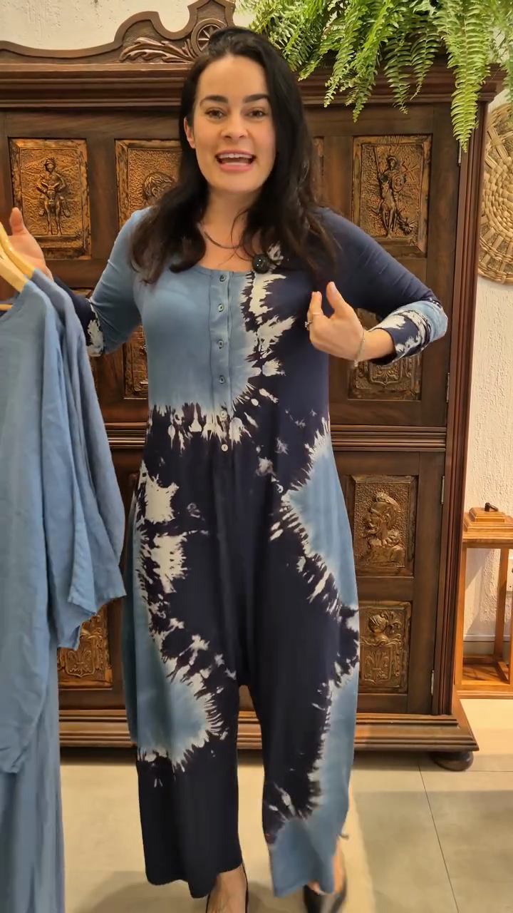 Blue Tie - Dye Jumpsuit