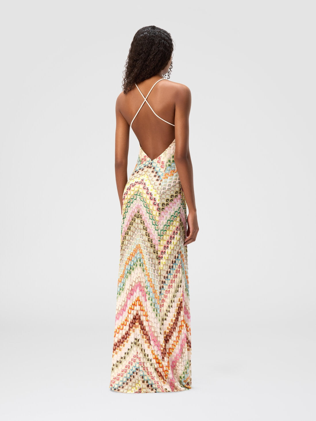 Colorful Chevron - Patterned Maxi Dress
