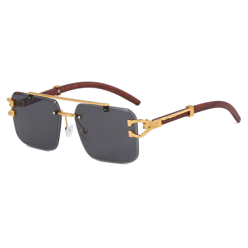 Spykay™ SG60910 Square Frame Leopard Temples Rimless Sunglasses