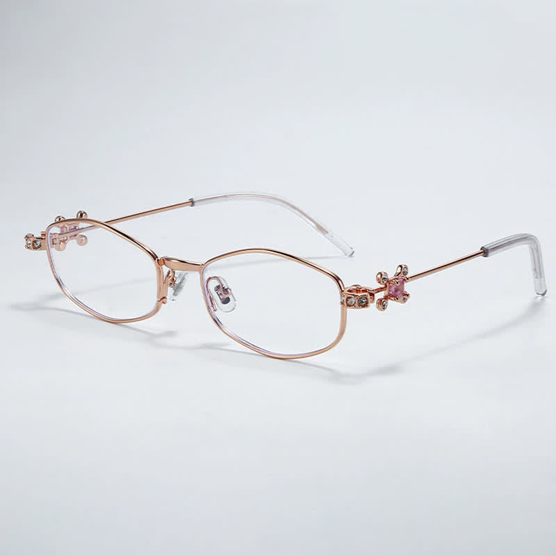 Spykay™ EG26713 Geometric Frame Rhinestone Decor Temples Anti-blue Light Glasses