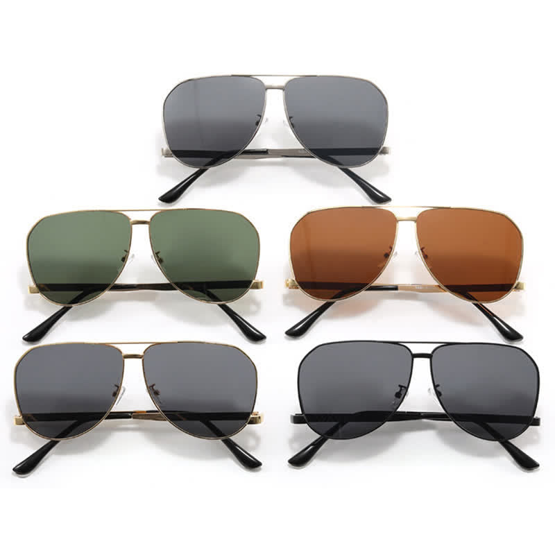 Spykay™ SG60761 Double Bridges Metal Temples Aviator Sunglasses