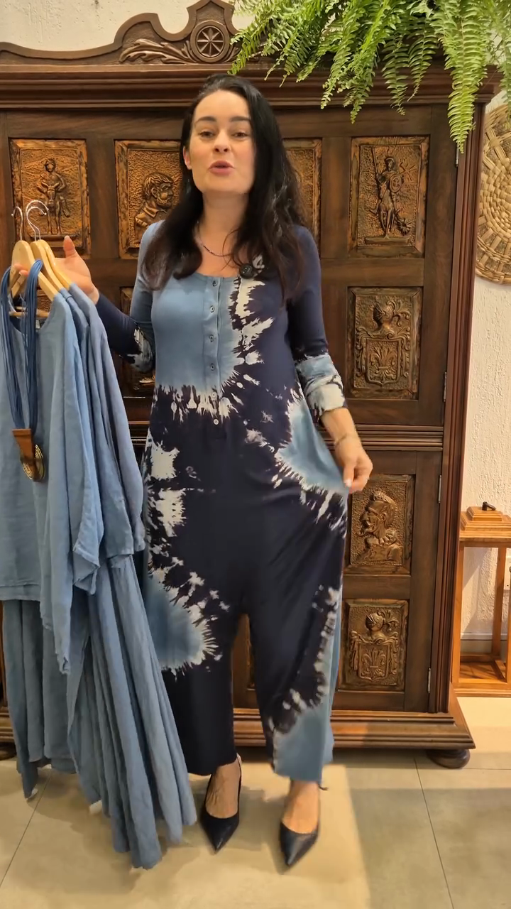 Blue Tie - Dye Jumpsuit