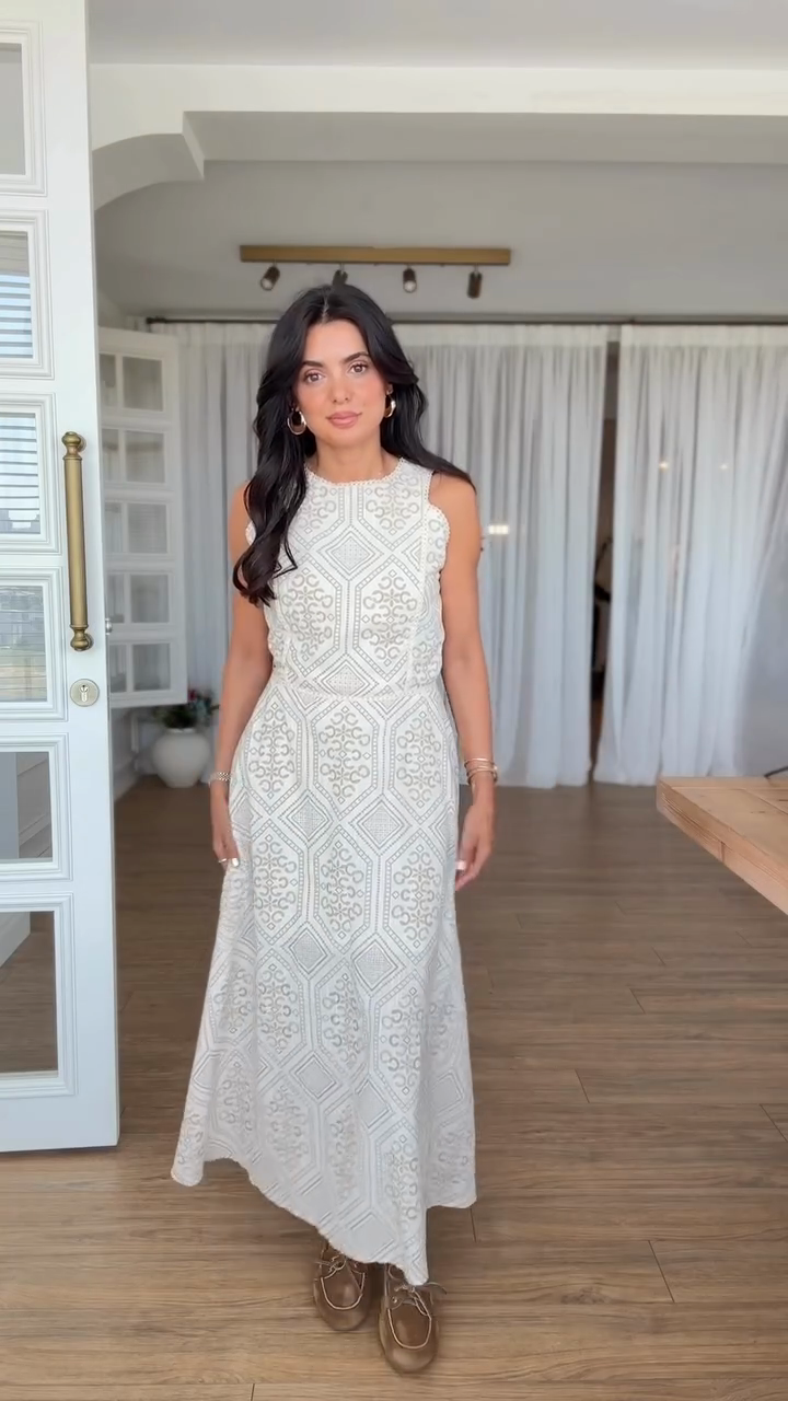White Embroidered Sleeveless Maxi Dress
