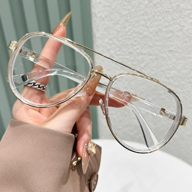 Spykay™ EG26816 Fashion Double Bridges Anti-blue Light Oversized Aviator Glasses