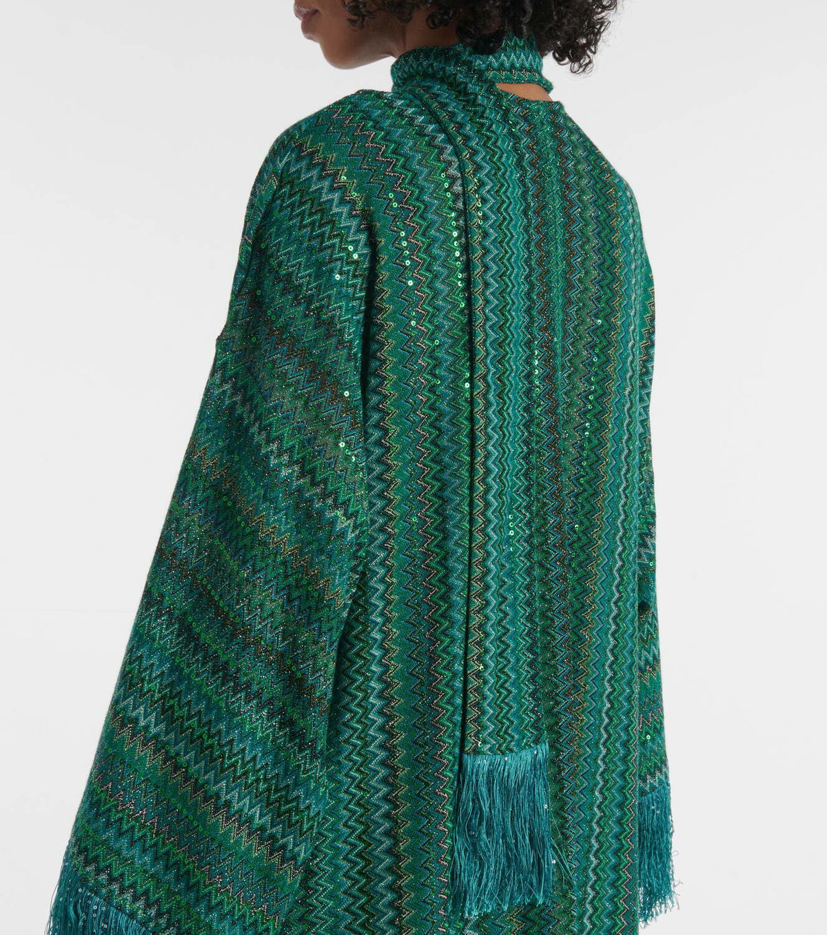 Green Sequin - Embellished Maxi Kaftan Dress