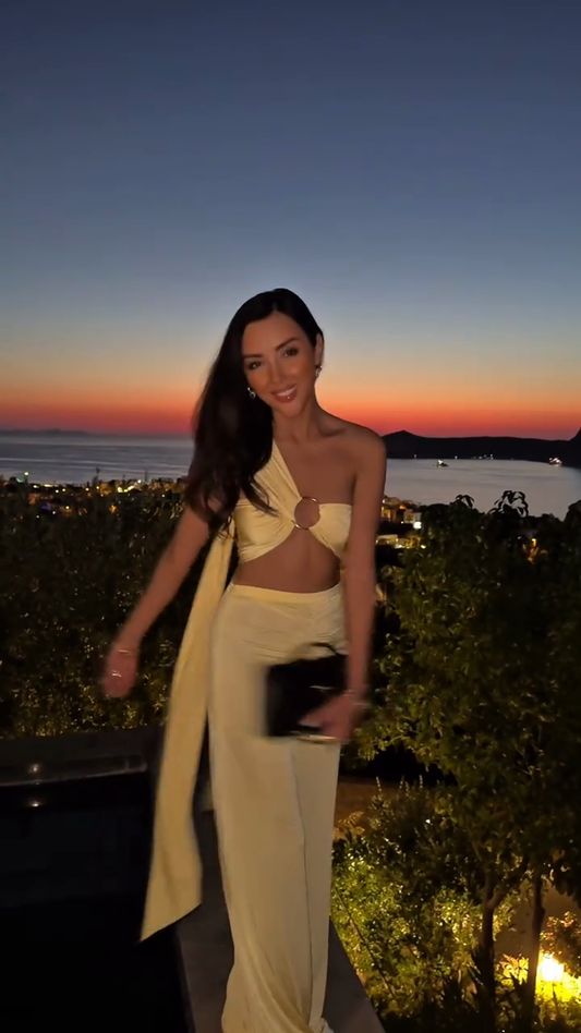Asymmetric Yellow Cut - Out Two - piece Set